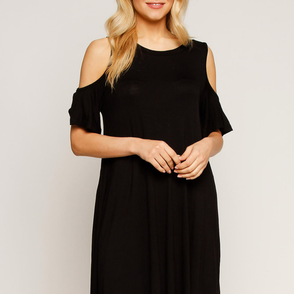 OPEN SHOULDER SCOOP NECK SWING DRESS - Picture 3 of 4